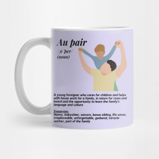 Au pair definition male purple Mug